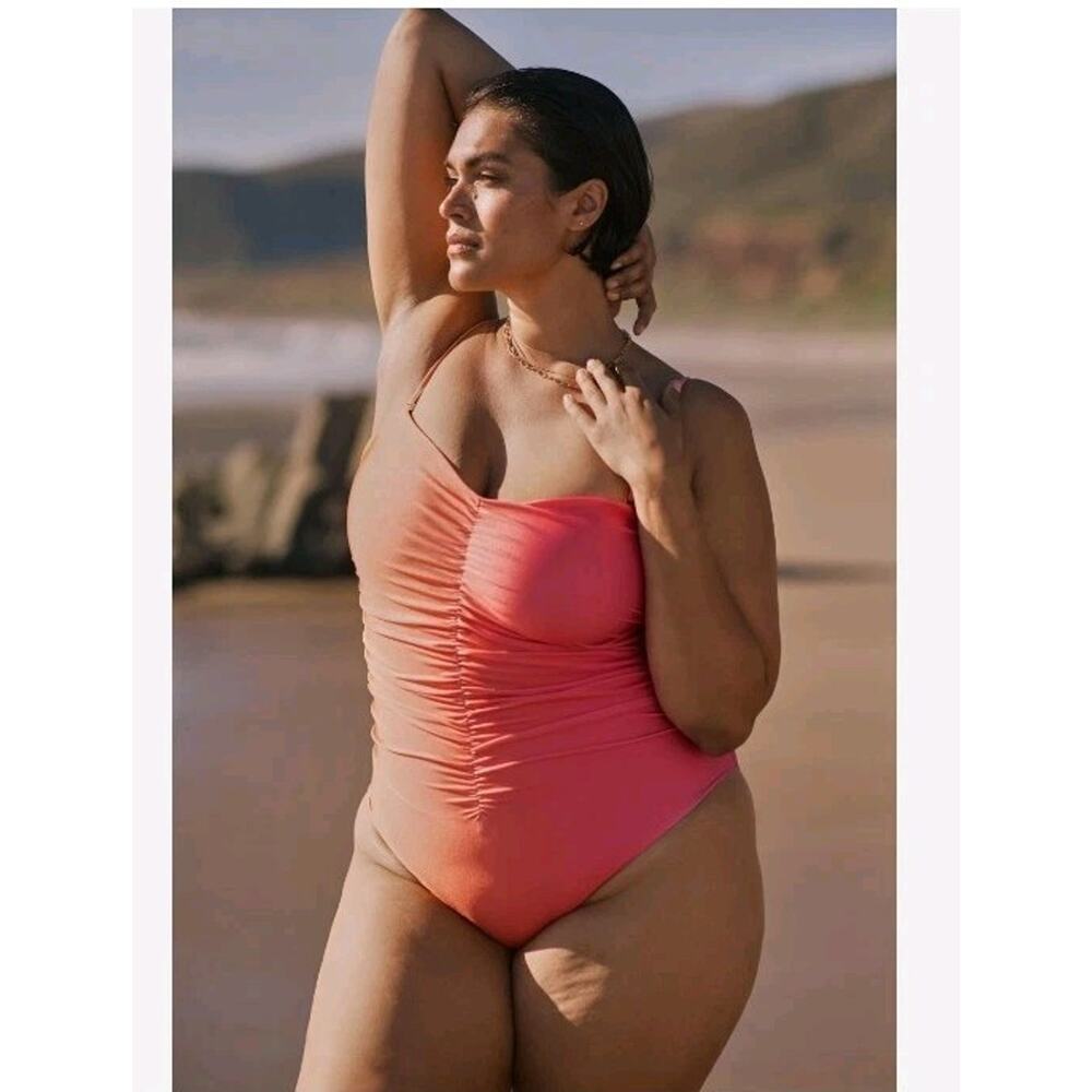 Beach Riot x Anthropologie Ombre One-Piece Strapless Bandeau Swimsuit Sz 3X Plus